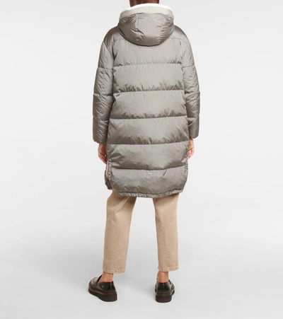 Shop Brunello Cucinelli Quilted Down Coat In Grey