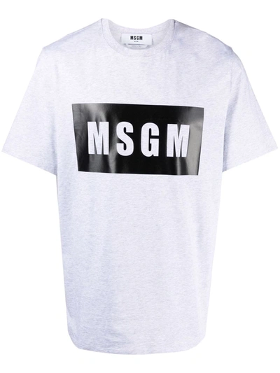 Msgm Logo-print Cotton T-shirt In Gray