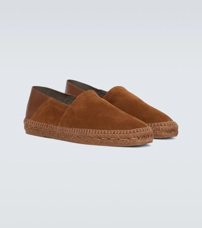 Shop Tom Ford Barnes Suede Espadrilles In Brown