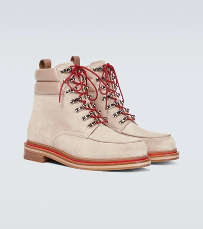 Shop Christian Louboutin Alopista Flat Boots In Beige