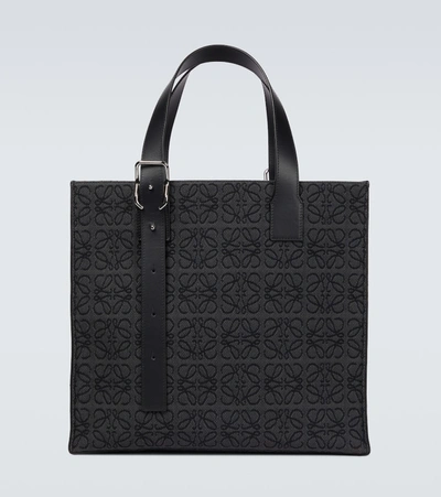 Shop Loewe Buckle Anagram Tote Bag In Black