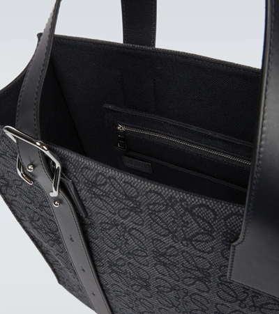 Shop Loewe Buckle Anagram Tote Bag In Black