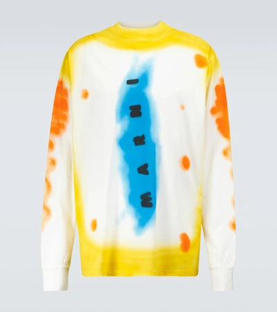 Shop Marni Logo Printed Tie-dye Sweatshirt In Multicoloured