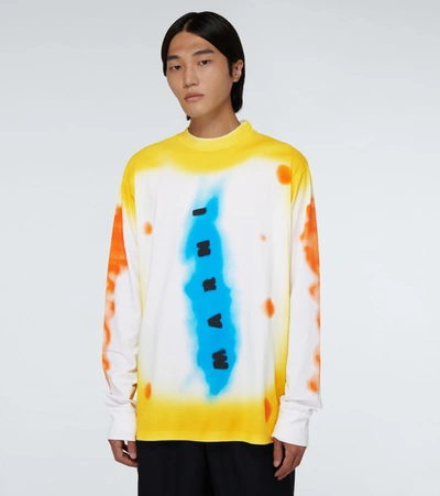 Shop Marni Logo Printed Tie-dye Sweatshirt In Multicoloured
