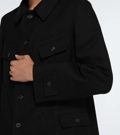 Shop Maison Margiela Wool And Cotton Peacoat In Black