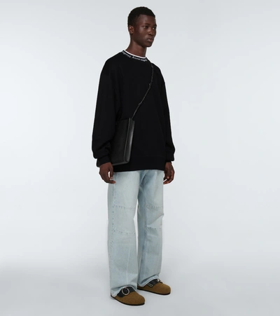 Shop Acne Studios Logo Crewneck Sweatshirt In Black