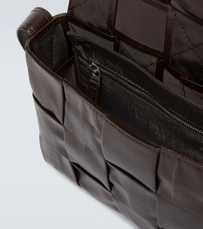 Shop Bottega Veneta Cassette Medium Intreccio Leather Bag In Fondant Gold