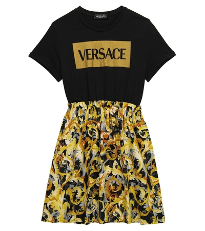 Shop Versace Cotton T-shirt Dress In Black