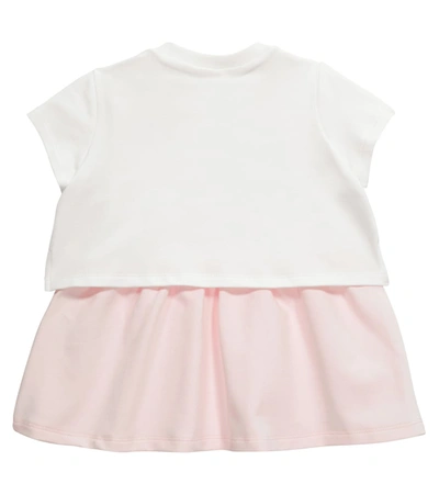 Shop Fendi Baby Embroidered Cotton Dress In Pink
