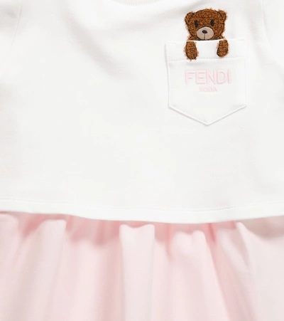 Shop Fendi Baby Embroidered Cotton Dress In Pink