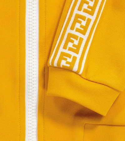 Shop Fendi Zipped Cotton-blend Sweatshirt In Yellow