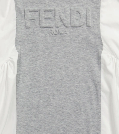 Shop Fendi Cotton Jersey And Poplin Dress In Grey