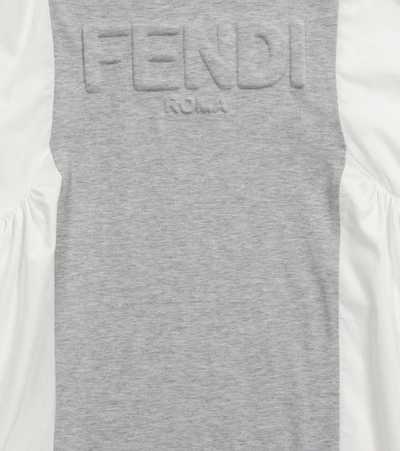 Shop Fendi Cotton Jersey And Poplin Dress In Grey