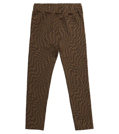 Shop Fendi Ff Printed Leggings In Brown