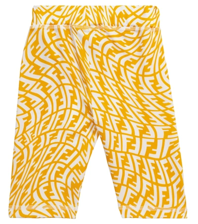 Shop Fendi Ff Vertigo Biker Shorts In Yellow