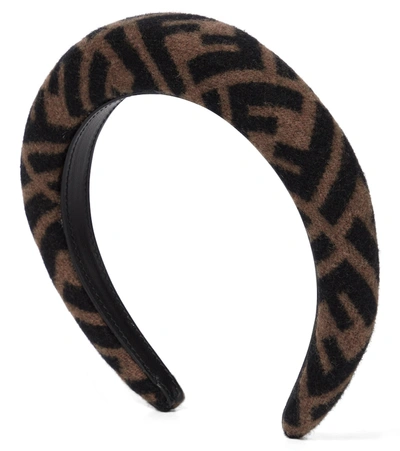 Shop Fendi Ff Logo Hairband In Brown