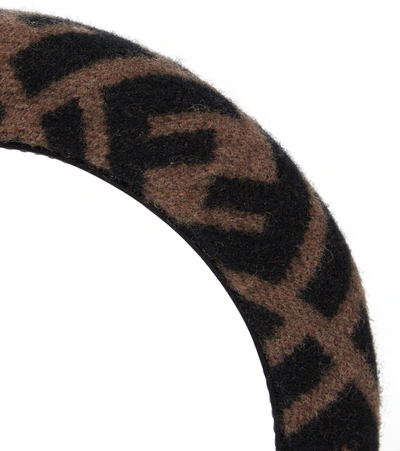 Shop Fendi Ff Logo Hairband In Brown