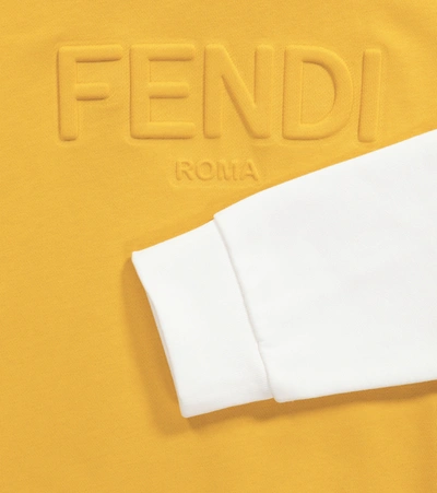 Shop Fendi Logo Cotton Hoodie In Yellow