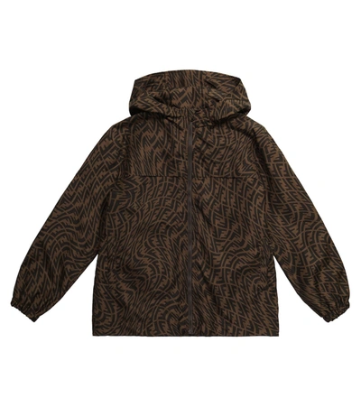 Shop Fendi Ff Vertigo Nylon Jacket In Brown
