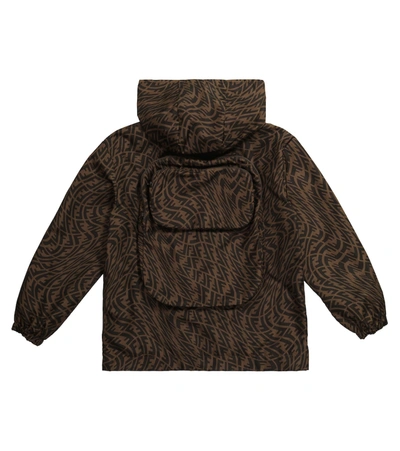 Shop Fendi Ff Vertigo Nylon Jacket In Brown