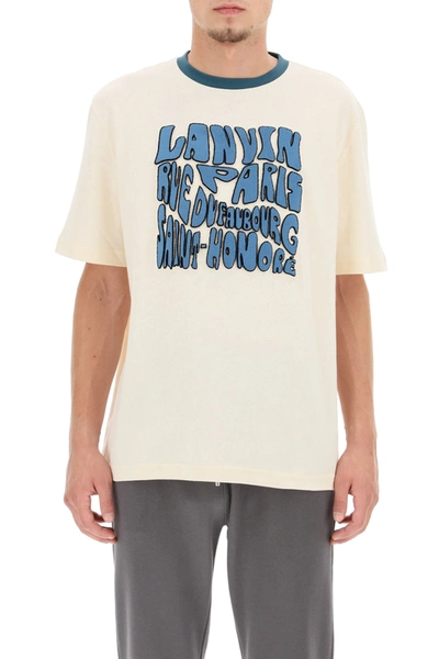 Shop Lanvin Logo T-shirt In Cream (beige)