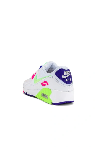 Shop Nike Air Max 90 Sneaker In White  Volt  Indigo Burst & Pink Blast