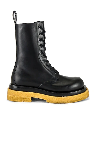 Shop Bottega Veneta Military Calf Lace Up Boot In Black
