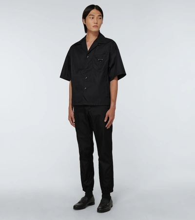 Prada Short Sleeve Collared Jacket Front Pocket In Black