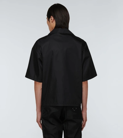 Prada Short Sleeve Collared Jacket Front Pocket In Black