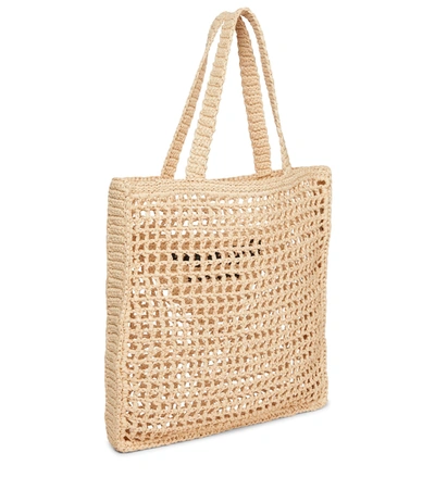 Prada Small Logo Raffia Tote In Neutral