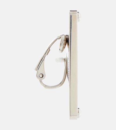 Prada Logo Clip-on Single Earring In Silver