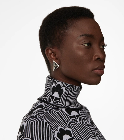 Prada Logo Clip-on Single Earring In Silver