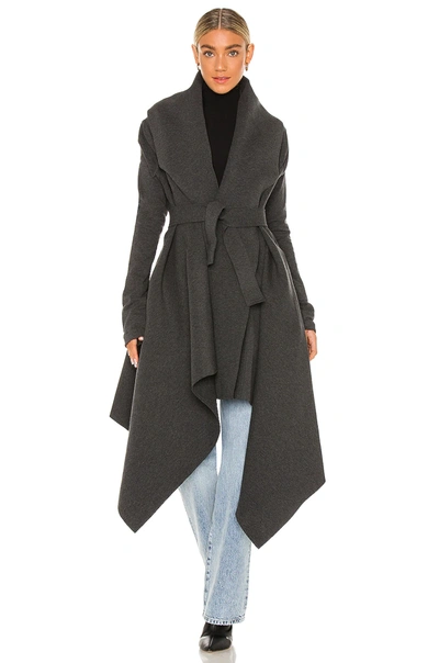 Shop Norma Kamali Uneven Blanket Coat In Dark Heather Grey