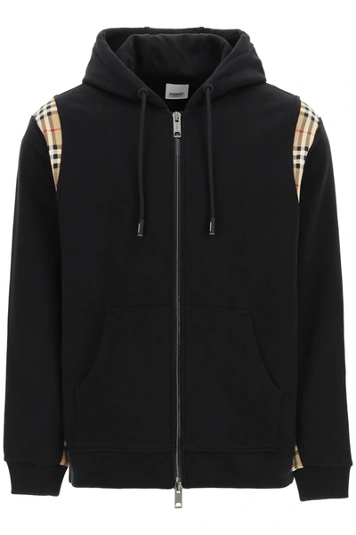 Shop Burberry Sweatshirt With Vintage Check Inserts In Black