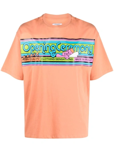 Shop Opening Ceremony Cartoonish Band Print T-shirt In Orange