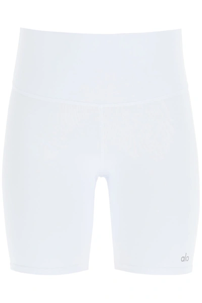 Shop Alo Yoga High-waisted Biker Shorts In White (white)
