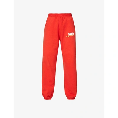 Shop Sporty And Rich Sports Tapered High-rise Cotton-jersey Jogging Bottoms In Cherry White Gold