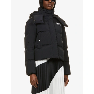 Shop Off-white Padded Funnel-neck Shell-down Hooded Puffer Jacket In Black Black