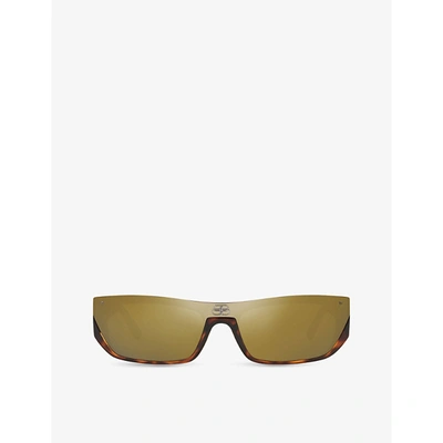 Shop Balenciaga Bb0080s Rectangular-framed Acetate Sunglasses In Gold