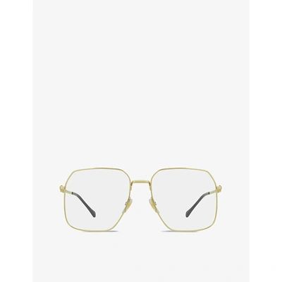 Shop Gucci Women's Gold Gg0952o Rectangular Metal-frame Glasses