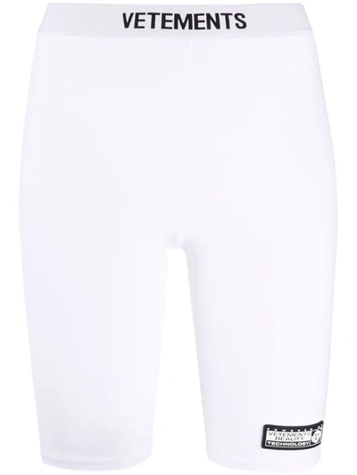 Shop Vetements Logo-waistband Cycling Shorts In White