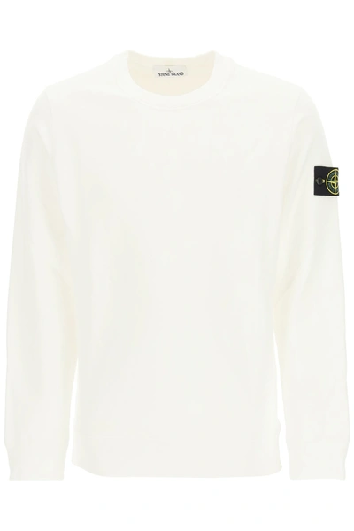 Shop Stone Island Crew Neck Sweatshirt In White
