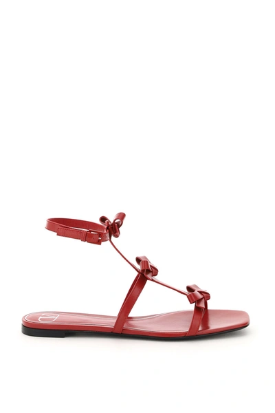 Shop Valentino Garavani French Bow Flat Sandal In Red