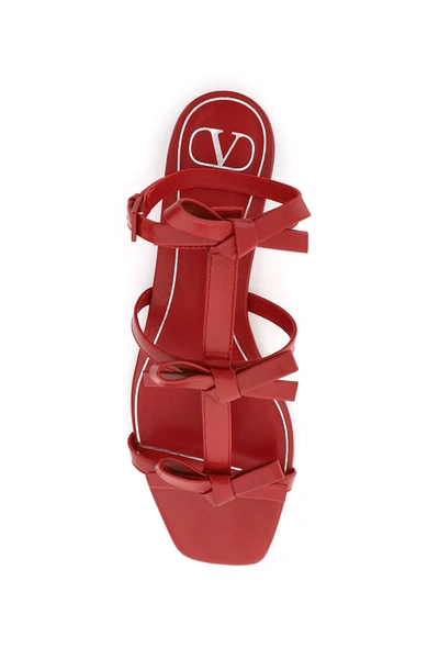 Shop Valentino Garavani French Bow Flat Sandal In Red