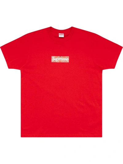 Supreme Fw19 Week 17 Bandana Box Logo Tee Cashew Short Sleeve Unisex Red