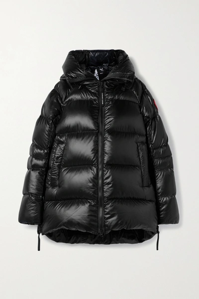 Shop Canada Goose Cypress Hooded Quilted Recycled Shell Down Jacket In Black