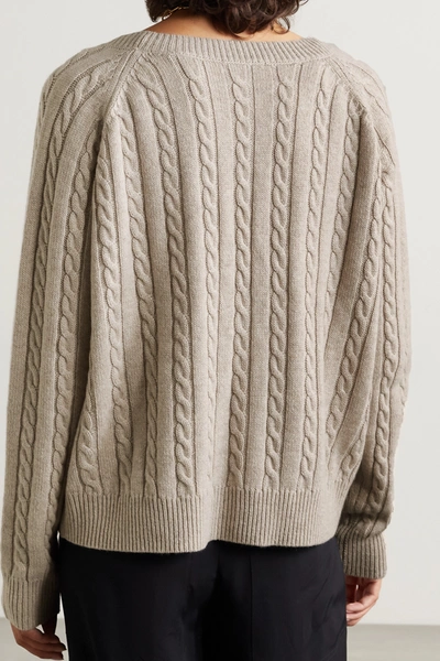 Shop Co Cable-knit Cashmere Cardigan In Brown
