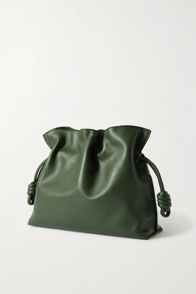 Shop Loewe Flamenco Leather Clutch In Green