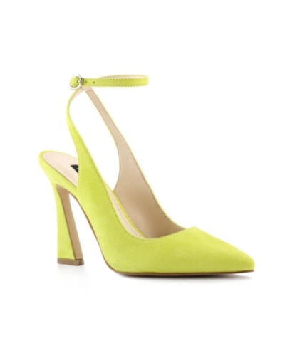 Shop Nine West Women's Tabita Ankle Strap Dress Pumps Women's Shoes In Neon Yellow Suede