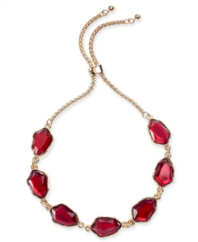 Shop Style & Co Colored Stone Slider Bracelet, Created For Macy's In Clear Red